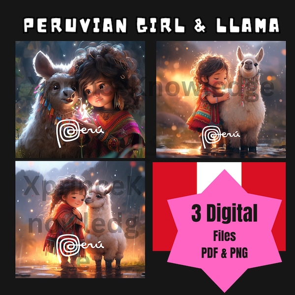 Peruvian Andean Girl | 3 Designs Llama | 20oz Tumbler | Peru Lovers | Travel to Peru Digital image | PNG files