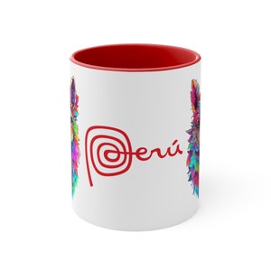Andean Peruvian LLama & Alpaca Coffee Mug, 11oz, White-Red, Coffee Mug, Peru Travel, Andean Llama and Alpaca, Hot Chocolate Mug, I love Peru