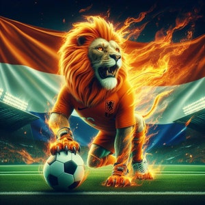 PAÍSES BAJOS León Balón de Fútbol y Bandera / Diseño de Sublimación de Vaso de 20oz / Fútbol Holandés / Descarga Instantánea PNG & Pdf Archivos Digitales