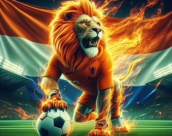 NETHERLANDS Lion Soccer Ball and Flag | 20oz Tumbler Sublimation Design | Dutch Soccer | Instant Download PNG & Pdf Digital Files