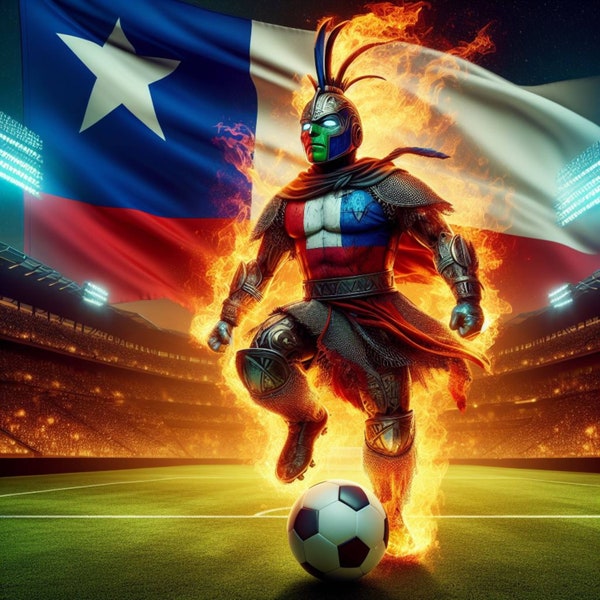 CHILE Mapuche Warrior Soccer Ball and Flag | 20oz Tumbler Sublimation Design | Soccer | Galvarino | Instant Download PNG & PDF Digital Files