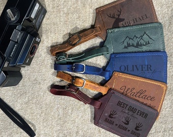 Personalized Saffiano Leather Luggage Tag: Custom Travel Gift