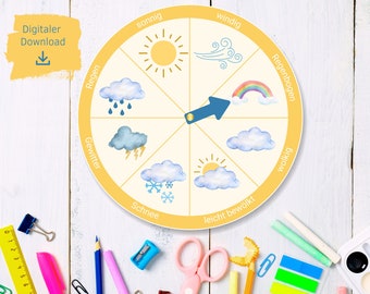 Weather Montessori | Weather Wheel | Weather Disc | Weather Circle | Weather Clock | Kindergarten & School | DIGITAL DOWNLOAD | PDF | Printable