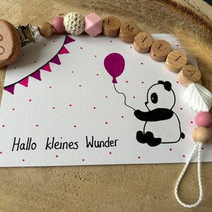 Personalisierte Schnullerkette & handgemalte Geburtskarte