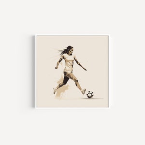 Soccer Player Poster, Woman Sports Wall Art, Printable Digital Download, Minimalist Line Art Print, Girl Room Décor, Gift for Sport Lover image 3