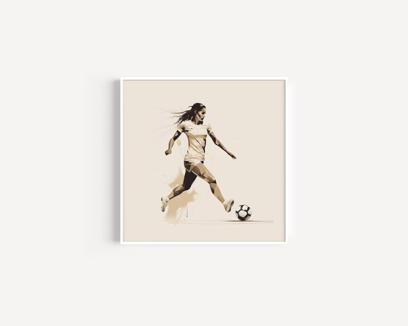 Soccer Player Poster, Woman Sports Wall Art, Printable Digital Download, Minimalist Line Art Print, Girl Room Décor, Gift for Sport Lover image 3