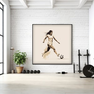Soccer Player Poster, Woman Sports Wall Art, Printable Digital Download, Minimalist Line Art Print, Girl Room Décor, Gift for Sport Lover image 2