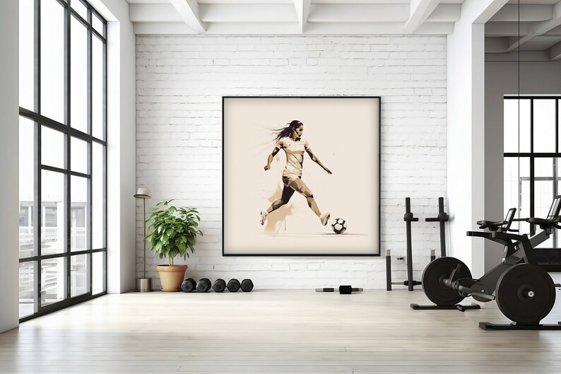 Soccer Player Poster, Woman Sports Wall Art, Printable Digital Download, Minimalist Line Art Print, Girl Room Décor, Gift for Sport Lover image 2
