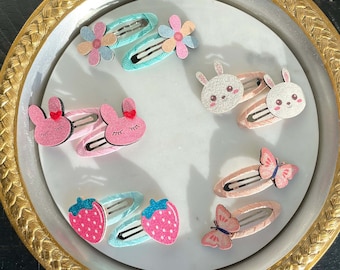 Hair Clips for Girls, Kids Barrettes for Fine Hair Toddler Clips Baby Snap Glitter Clip for Thin Hair Christmas Birthday Gift (Set of 2)