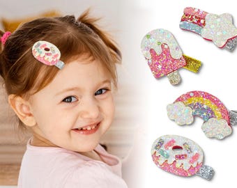 Glitter Hair Clips for Toddler Girls, Sparkly Alligator Clip Barrettes