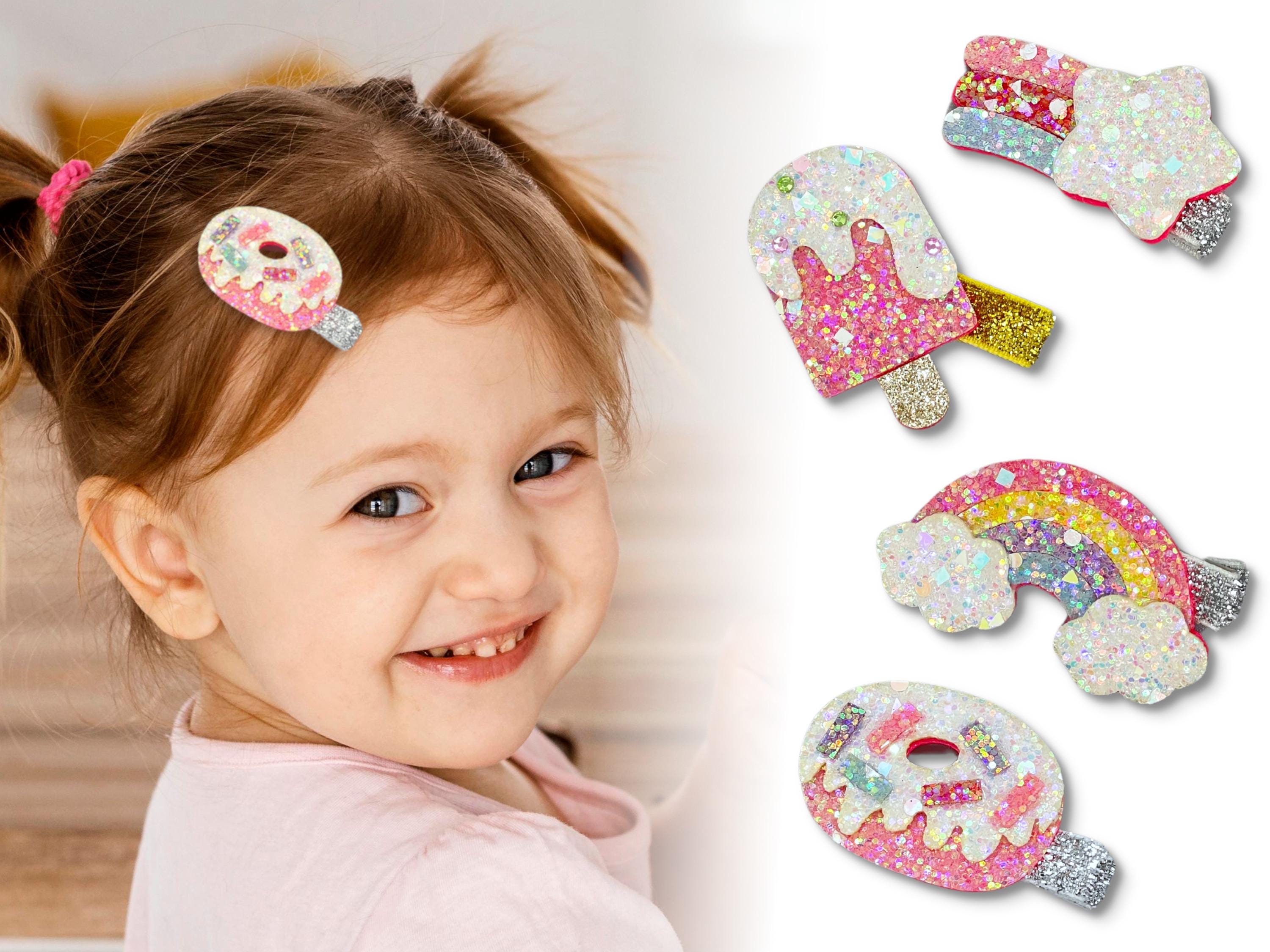 Glitzer-Haarschleifen Clips 8,9 Cm - 2 Stück, Mit Strasssteinen, Für Mädchen Zu Weihnachten & Geburtstag