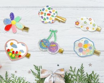 Flower & Heart Hair Clips for Girls (Set of 2)
