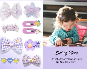 Juego de pinzas para el cabello para niñas: lazos, estrellas y pasadores de mariposa.