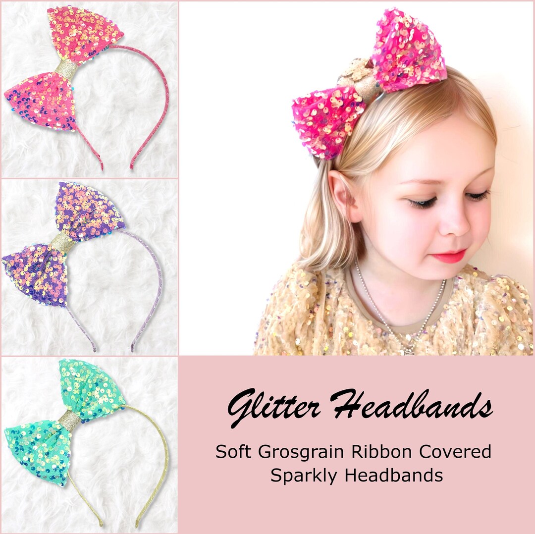 Glitter Headbands for Girls Fabric Covered Sparkly Butterfly Headband for Toddlers Kids