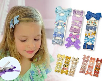 Baby Bow Hair Clips: Tiny Ribbon Barrettes (Set of 6)