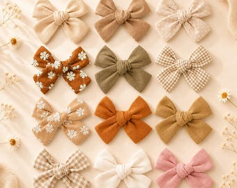 Baby Girl Hair Bow Clips Set, 12 Pcs Fabric Barrettes for Toddlers Kids