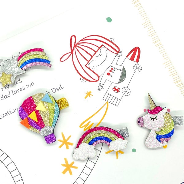 Glitter Hair Clips for Girls, Rainbow Alligator Barrettes, Sparkly Hair Accessories for Baby Kids Toddlers