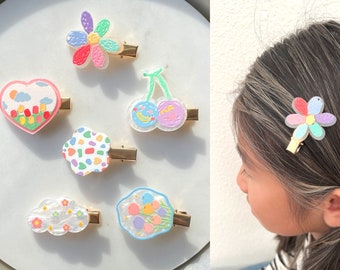 Alligator Hair Clips: Flower, Heart, Cherry Designs (Set of 2)
