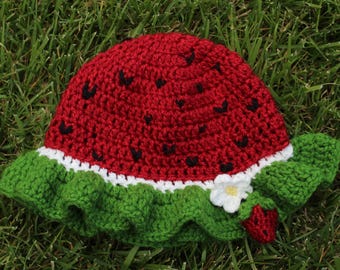 Cappello da pescatore all'uncinetto con fragole!!