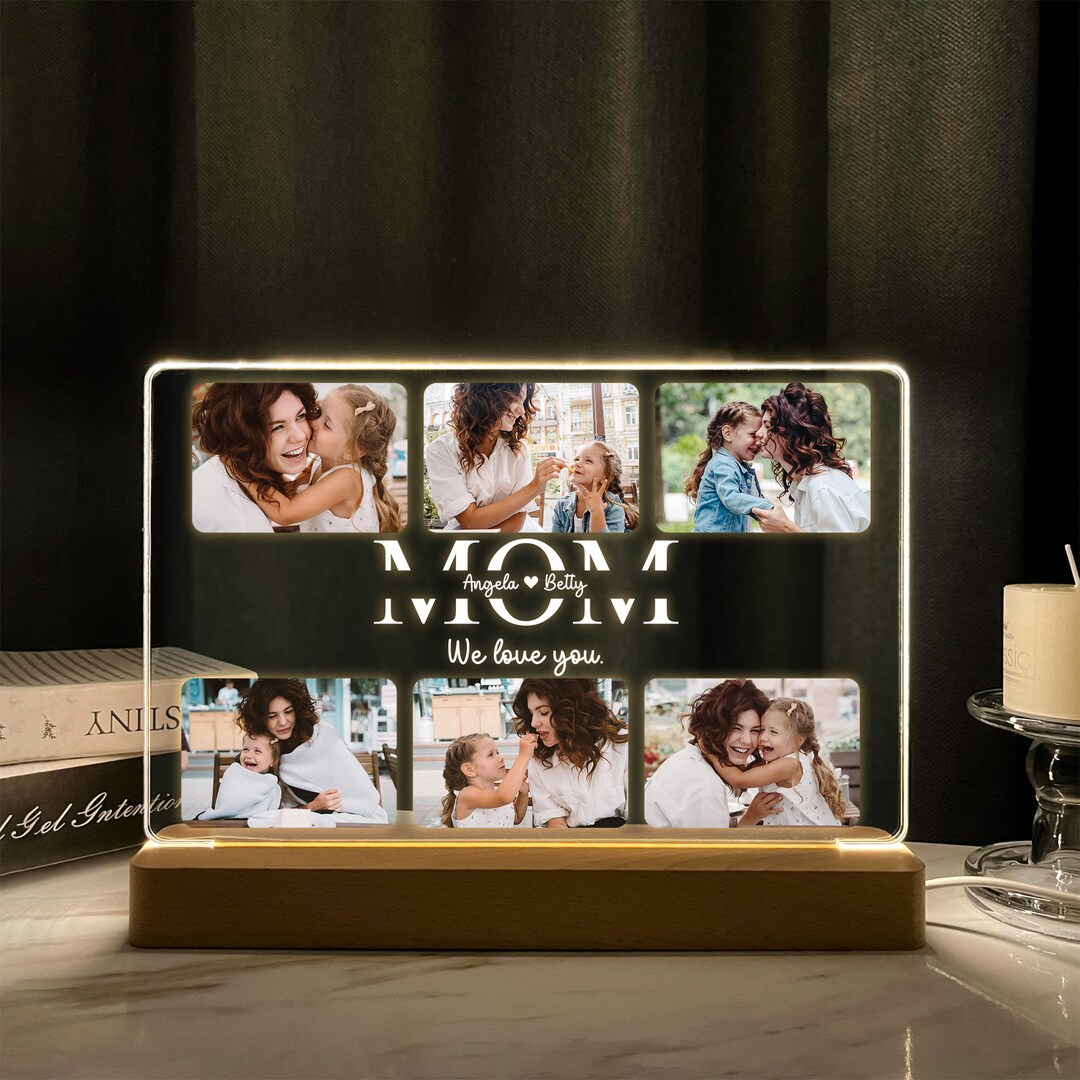 Personalized Mom Gifts, Custom Photo Collage LED Light, Customized Name ...