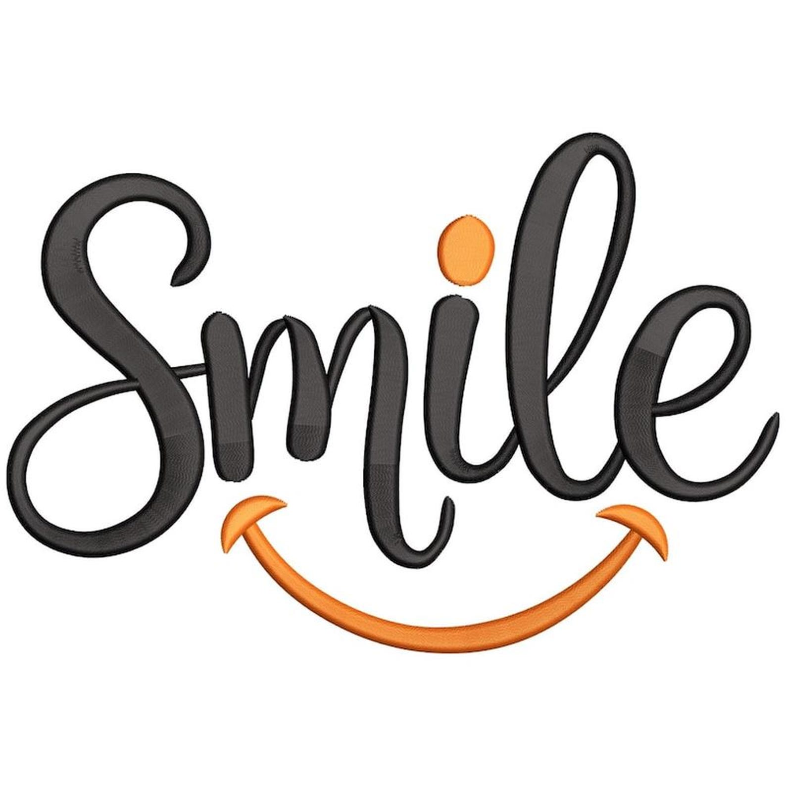 Smile Lettering Embroidery File, Happy Curve Word Art, Uplifting Saying ...