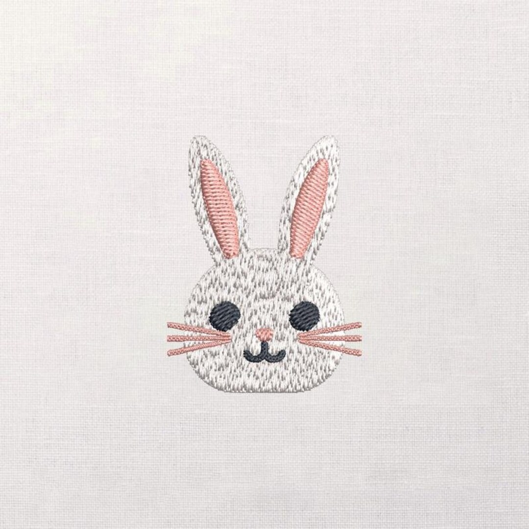 Rabbit Face Embroidery Design, Kawaii Bunny Machine Embroidery, Cute ...