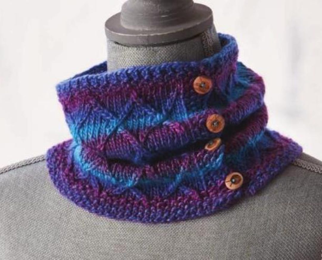 Nearly FREE Buttoned Cowl Neck Scarf Warmer Knitting Pattern for Him ...
