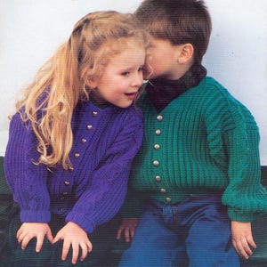 Toddler Child Cardign with Round Neck or V-neck knitting pattern Instruction jumper sz 22- 30&#39;&#39; 2-10yrs DK yarn Instant Download PDF