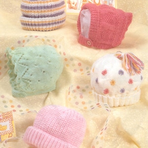 Nearly FREE Basic baby hats Patterns Beginner-friendly, for him and her 5 patterns Digital  Instant download vintage Knitting pattern  PDF