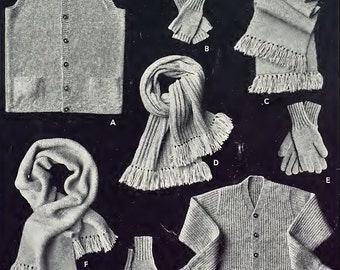 Modèle de tricot classique uni unisexe Aran pull cardigan écharpe gants hommes femmes PDF Téléchargement instantané Aran téléchargement numérique instantané PDF