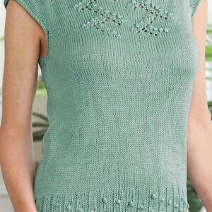 Top Down knit Top Vest knitting pattern, Sleeveless jumper knitting pattern Ladies sweater gillet pattern, instant PDF digital download
