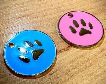 Personalised 32mm Paw Pet Tag, Dog Tag, Cat Tag High Quality And Available In Many Different Colours. Great Gift For Pets