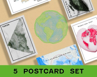 5-Landkarten Postkarten Set