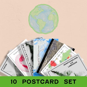 Set of 10 Map Postcards  - Vintage Style Travel Cards - Canadian Geography Art - Snail Mail, Wall Decor, Postcrossing Gift