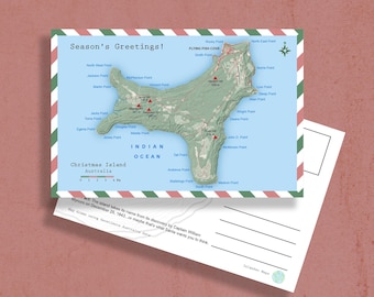 postale d'île Christmas | Souvenir de voyage de vacances unique, cadeau parfait pour les voyageurs et les collectionneurs, décoration de voyage
