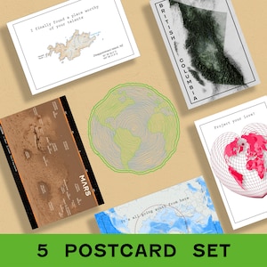 Lot de 5 cartes postales - cartes de voyage de style vintage - art de la géographie canadienne - courrier postal, décoration murale, cadeau Postcrossing