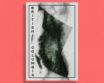 Colombie-Britannique | Carte postale topographique