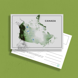 postale | Conception topographique du Canada, carte de voeux de style vintage, cadeau pour amoureux de la nature, souvenir de voyageur, décoration d'intérieur