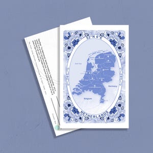 Carte postale - Carte postale néerlandaise de style bleu de Delft, décoration vintage, souvenir de voyage, oeuvre d'art de collection, idée cadeau unique