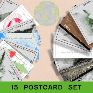 Set of 15 Map Postcards  - Vintage Style Travel Cards - Canadian Geography Art - Snail Mail, Wall Decor, Postcrossing Gift