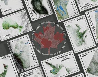 Colección de postales topográficas de Canadá / Juego de 14 tarjetas