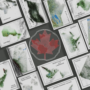 Collection de cartes postales topographiques du Canada | Jeu de 14 cartes