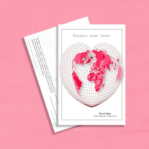 postale | Saint-Valentin (carte du monde en projection Stab-Werner)