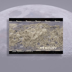 Merkur Topographische Postkarte - Echte Kartendaten für einen Einzigartige Space Map Print. Perfektes Geschenk für Wissenschaftsliebhaber.