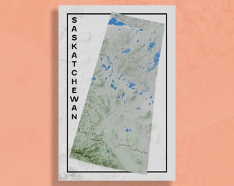 Saskatchewan | Carte postale topographique