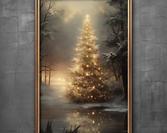 ヴィンテージ クリスマス ツリー イラスト アート プリント