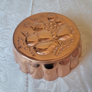 Copper Jello Mold with Fruit Design, Cake Pan