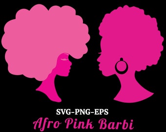 2 Afro Barbi pink Party, Afro American Doll Pink, Afro Girl, Barbi, Baby girl, Afro American svg Svg - Png - Eps