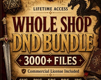 Whole Shop DND Bundle, Fantasy Dragon RPG Clipart, Commercial License, Lifetime Access Designs, Tabletop RPG Clipart