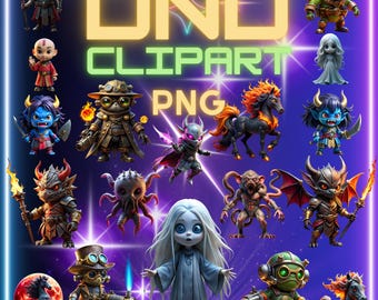 Amazing 110 DnD Fantasy Clipart PNG Bundle | Cute Chibi RPG Characters | Player Classes | Monsters & NPC Foes | Races - Lineages | Dnd Png
